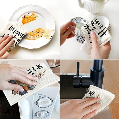 Morigins Hello Fall Pumpkin Swedish Dishcloths Reusable Sustainable Biodegradable Cellulose Sponge Cleaning Cloths for Kitchen Dish Rags Paper Towel Replacement in Saudi Arabia