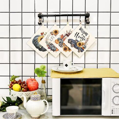 Morigins Hello Fall Pumpkin Swedish Dishcloths Reusable Sustainable Biodegradable Cellulose Sponge Cleaning Cloths for Kitchen Dish Rags Paper Towel Replacement in Saudi Arabia