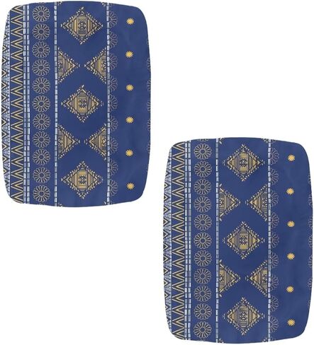 Bar Stool Covers Set of 2 Geometric Boho Floral Rectangle Stool Covers Stretch to Fit Stool Covers Rectangular 2 Pack Elastic Rectangle Bar Stool Covers Elastic Vanity Stool Cover Dark Blue in Saudi Arabia