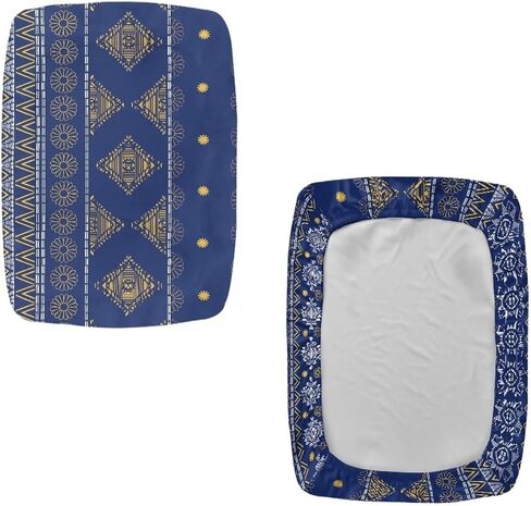 Bar Stool Covers Set of 2 Geometric Boho Floral Rectangle Stool Covers Stretch to Fit Stool Covers Rectangular 2 Pack Elastic Rectangle Bar Stool Covers Elastic Vanity Stool Cover Dark Blue in Saudi Arabia