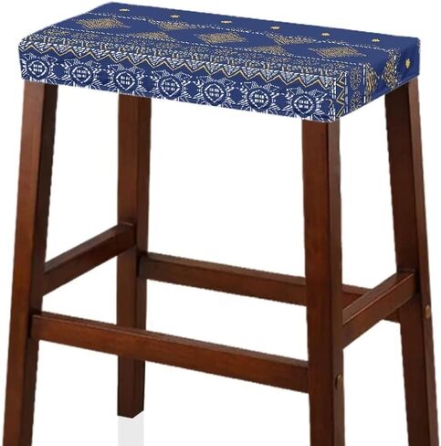 Bar Stool Covers Set of 2 Geometric Boho Floral Rectangle Stool Covers Stretch to Fit Stool Covers Rectangular 2 Pack Elastic Rectangle Bar Stool Covers Elastic Vanity Stool Cover Dark Blue in Saudi Arabia