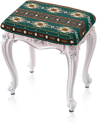 Bar Stool Covers Set of 2 Geometric Boho Floral Rectangle Stool Covers Stretch to Fit Stool Covers Rectangular 2 Pack Elastic Rectangle Bar Stool Covers Elastic Vanity Stool Cover Dark Blue in Saudi Arabia