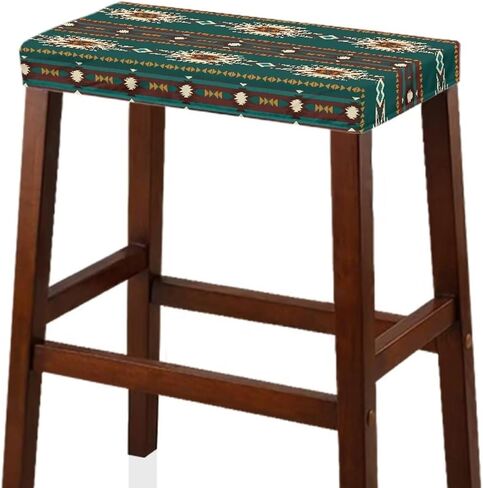 Bar Stool Covers Set of 2 Geometric Boho Floral Rectangle Stool Covers Stretch to Fit Stool Covers Rectangular 2 Pack Elastic Rectangle Bar Stool Covers Elastic Vanity Stool Cover Dark Blue in Saudi Arabia