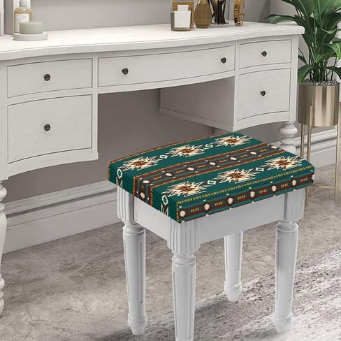 Bar Stool Covers Set of 2 Geometric Boho Floral Rectangle Stool Covers Stretch to Fit Stool Covers Rectangular 2 Pack Elastic Rectangle Bar Stool Covers Elastic Vanity Stool Cover Dark Blue in Saudi Arabia