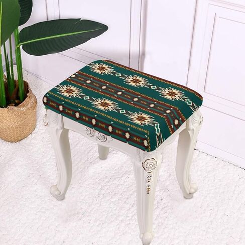 Bar Stool Covers Set of 2 Geometric Boho Floral Rectangle Stool Covers Stretch to Fit Stool Covers Rectangular 2 Pack Elastic Rectangle Bar Stool Covers Elastic Vanity Stool Cover Dark Blue in Saudi Arabia