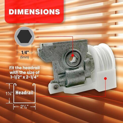 Amazing Drapery Hardware Pre-Corded Low Profile Cord Tilt Control - Fits Hex Rod, 1/4" Hex Hole, White, for 2" Horizontal Blinds - 1 Pack in Saudi Arabia