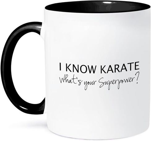 3dRose I Know Superpower-for Karate Fan-Karateka Mug, 11 oz, Black in Saudi Arabia