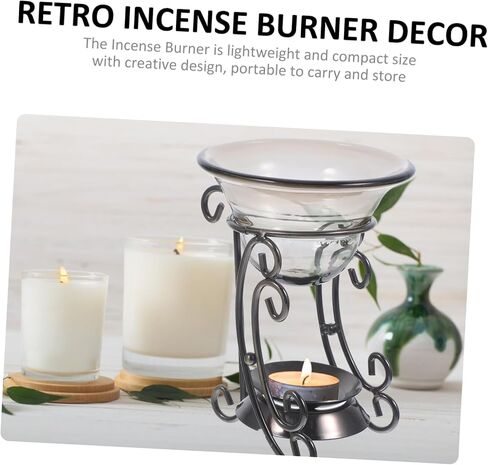 ABOOFAN 2 Sets Retro Aromatherapy Burner Incense Cone Burner Candle Warmer Home Decor Wax Candle Burner Warmer Incense Holder Burner Ornament Office Glass Bowl Dining Table Face Powder in Saudi Arabia