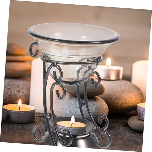 ABOOFAN 2 Sets Retro Aromatherapy Burner Incense Cone Burner Candle Warmer Home Decor Wax Candle Burner Warmer Incense Holder Burner Ornament Office Glass Bowl Dining Table Face Powder in Saudi Arabia
