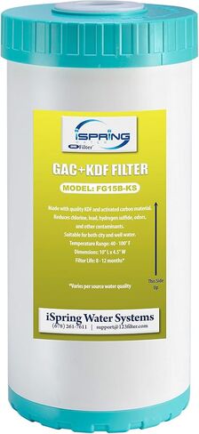 iSpring FG15B-KS Premium Quality Super Capacity GAC and KDF Carbon Filter Replacement Cartridge for Direct Connect Under Sink Water Filtration System US21B, 10" x 4.5" in Saudi Arabia
