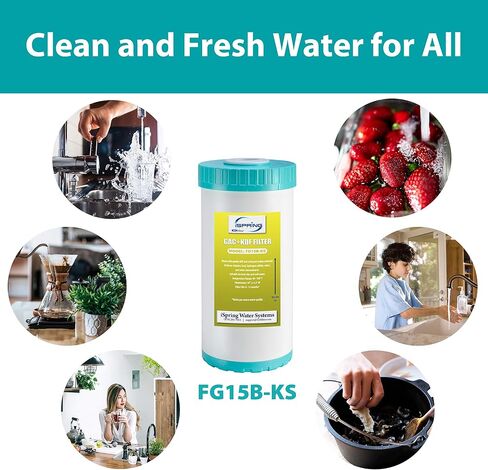 iSpring FG15B-KS Premium Quality Super Capacity GAC and KDF Carbon Filter Replacement Cartridge for Direct Connect Under Sink Water Filtration System US21B, 10" x 4.5" in Saudi Arabia