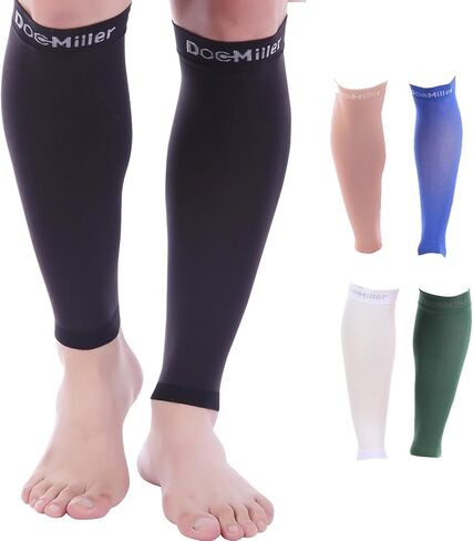 Doc Miller Calf Compression Sleeve Men - 30-40 mmHg, Medical Grade Calf Sleeves for Men and Women Supports Shin Splints, and Varicose Veins Recovery - Knee High -1 Pair Large Size - Black Calf Sleeve in Saudi Arabia