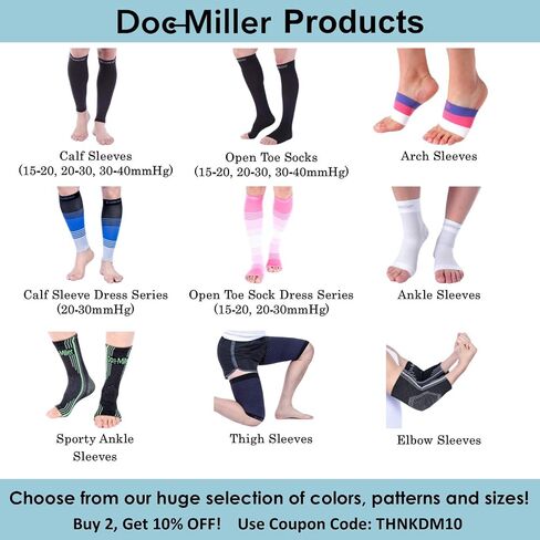 Doc Miller Calf Compression Sleeve Men - 30-40 mmHg, Medical Grade Calf Sleeves for Men and Women Supports Shin Splints, and Varicose Veins Recovery - Knee High -1 Pair Large Size - Black Calf Sleeve in Saudi Arabia