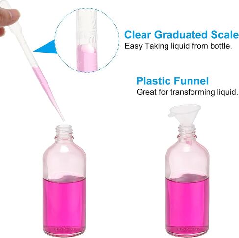 PATIKIL 3ml Glass Dropper Bottle, 36Pcs Leakproof Eye Dropper Essential Oils Sample Liquid Perfume Container with Pipette Funnel for Storage Home Travel, Clear Pink in Saudi Arabia