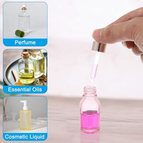PATIKIL 3ml Glass Dropper Bottle, 36Pcs Leakproof Eye Dropper Essential Oils Sample Liquid Perfume Container with Pipette Funnel for Storage Home Travel, Clear Pink in Saudi Arabia