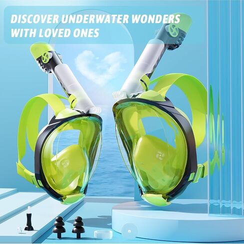 Greatever G2 Adults Kids Full Face Snorkel Mask 2 Pcs,Snorkeling Gear with Latest Dry Top System,Foldable 180 Degree Panoramic View,Safe Breathing,Anti-Leak&Anti-Fog Snorkeling Mask with Camera Mount in Saudi Arabia
