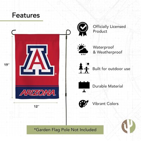 لافتة علم حديقة صبار الصحراء بجامعة أريزونا UA Wildcats 100% بوليستر (تصميم B) in Saudi Arabia