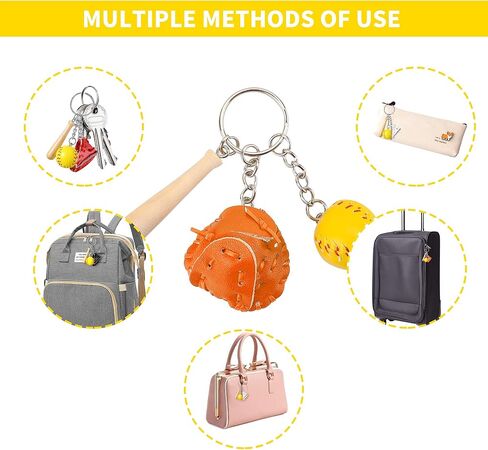 20 قطعة سلسلة مفاتيح مضرب بيسبول صغيرة، سلاسل مفاتيح مضرب بيسبول خشبية للحفلات الرياضية وحفلات البيسبول in Kuwait