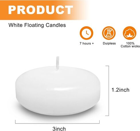 Floating Candles, 3 inch White Dripless Wax,12 Pack Floating Candles for Centerpieces,Valentine's Day, Wedding,Romantic Night for Her/Him,Proposal Anniversary, Party Deco,Cylinder Vases in Saudi Arabia