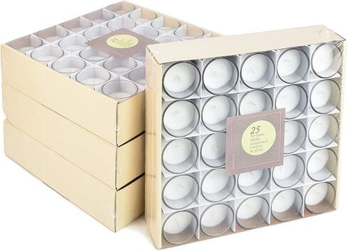 Serene Spaces Living 10-Hour Votive Candle Set of 100 – White Unscented Candles with Clear Glass Holders, Ideal for Weddings, Parties, Events, 2" Tall and 1.75" Diameter in Saudi Arabia