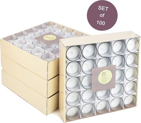 Serene Spaces Living 10-Hour Votive Candle Set of 100 – White Unscented Candles with Clear Glass Holders, Ideal for Weddings, Parties, Events, 2" Tall and 1.75" Diameter in Saudi Arabia