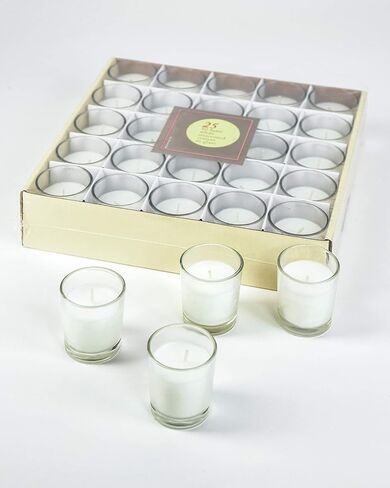 Serene Spaces Living 10-Hour Votive Candle Set of 100 – White Unscented Candles with Clear Glass Holders, Ideal for Weddings, Parties, Events, 2" Tall and 1.75" Diameter in Saudi Arabia
