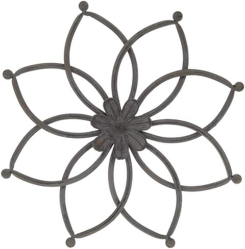 معرض ميشن جاليري مقاس 14 بوصة ديكور حائط على شكل زهرة معدنية صدئة كبيرة باللون الرمادي مع نمط عتيق قديم في مركز الأزهار in Kuwait