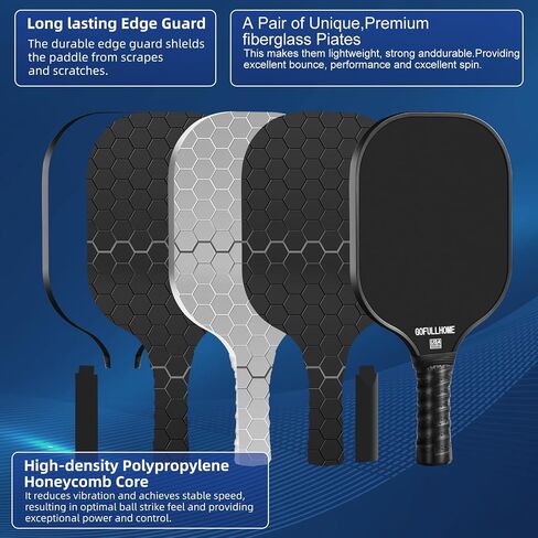Pickleball Paddles Set of 2, USAPA Approved Fiberglass Lightweight Pickleball Paddles, 4 Pickleball Balls, 2 Cooling Towels, and 1 Backpack Bag, Pickleball Rackets for Men Women Gifts in Saudi Arabia