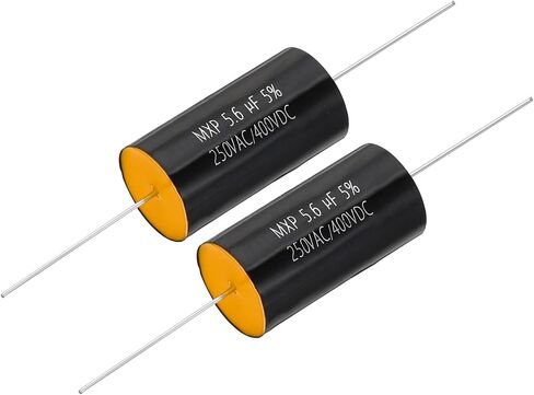 PATIKIL 5.6uF 250AC/400DC V CBB20 Capacitor, 2 Pcs Axial Audio Speaker Crossover Step-Less Film Capacitor MKP Capacitor for Audio Equipment Appliances, Black in Saudi Arabia