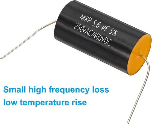 PATIKIL 5.6uF 250AC/400DC V CBB20 Capacitor, 2 Pcs Axial Audio Speaker Crossover Step-Less Film Capacitor MKP Capacitor for Audio Equipment Appliances, Black in Saudi Arabia