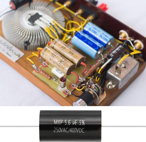 PATIKIL 5.6uF 250AC/400DC V CBB20 Capacitor, 2 Pcs Axial Audio Speaker Crossover Step-Less Film Capacitor MKP Capacitor for Audio Equipment Appliances, Black in Saudi Arabia