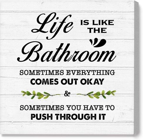 Life is Like The Bathroom Wall Art,Funny Bathroom Wall Decor,Rustic Life is Like The Bathroom Sign Canvas Frame Poster for Home Bathroom Restroom Wall Decor in Saudi Arabia