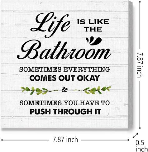 Life is Like The Bathroom Wall Art,Funny Bathroom Wall Decor,Rustic Life is Like The Bathroom Sign Canvas Frame Poster for Home Bathroom Restroom Wall Decor in Saudi Arabia