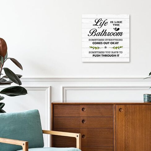 Life is Like The Bathroom Wall Art,Funny Bathroom Wall Decor,Rustic Life is Like The Bathroom Sign Canvas Frame Poster for Home Bathroom Restroom Wall Decor in Saudi Arabia
