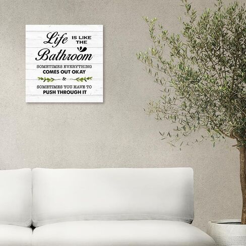 Life is Like The Bathroom Wall Art,Funny Bathroom Wall Decor,Rustic Life is Like The Bathroom Sign Canvas Frame Poster for Home Bathroom Restroom Wall Decor in Saudi Arabia