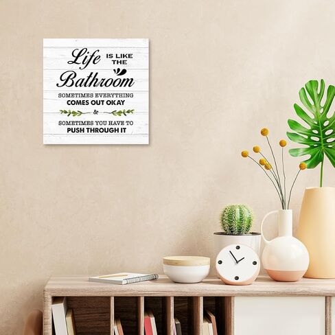 Life is Like The Bathroom Wall Art,Funny Bathroom Wall Decor,Rustic Life is Like The Bathroom Sign Canvas Frame Poster for Home Bathroom Restroom Wall Decor in Saudi Arabia