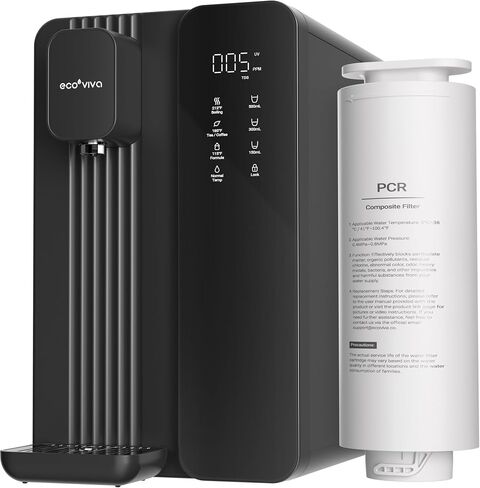 MATE4 UV Countertop Reverse Osmosis Water Filter System, 4 Temperature Options, 7 Stages Instant Hot RO Water Filtration System, 3:1 Pure to Drain, TDS & Filter Life Monitor, Plug & Use(Black) in Saudi Arabia