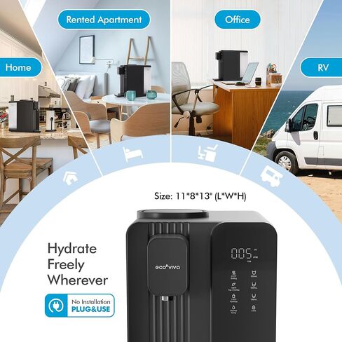MATE4 UV Countertop Reverse Osmosis Water Filter System, 4 Temperature Options, 7 Stages Instant Hot RO Water Filtration System, 3:1 Pure to Drain, TDS & Filter Life Monitor, Plug & Use(Black) in Saudi Arabia
