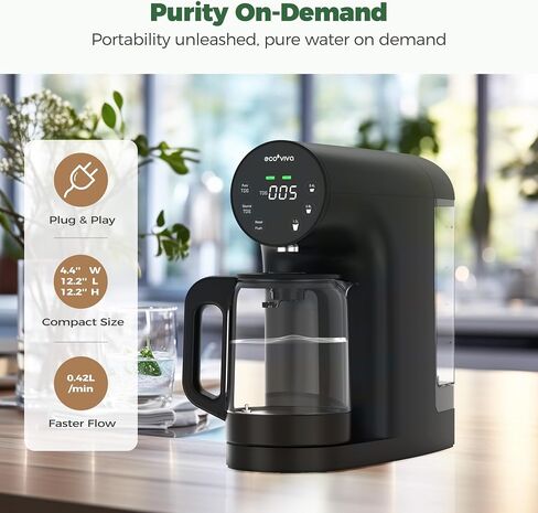 MATE4 UV Countertop Reverse Osmosis Water Filter System, 4 Temperature Options, 7 Stages Instant Hot RO Water Filtration System, 3:1 Pure to Drain, TDS & Filter Life Monitor, Plug & Use(Black) in Saudi Arabia
