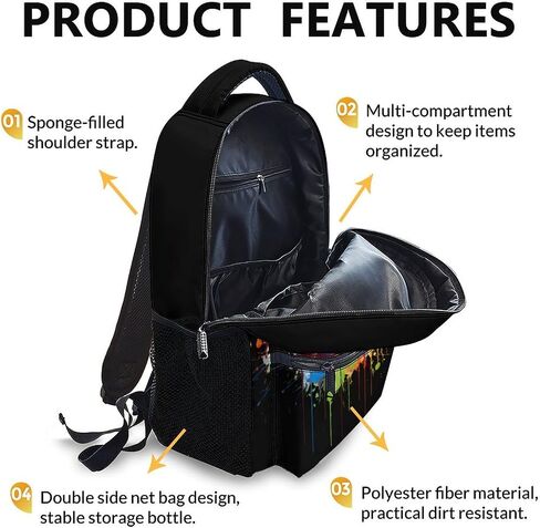 Kids School Backpack for Boys Girls, 16" Black Soccer Backpacks for School, Cool Pattern Large Capacity Bookbag for Elementary in Saudi Arabia