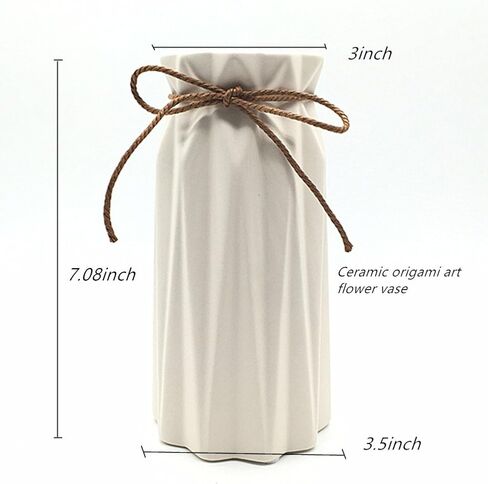 Anding White Ceramic Vase - Elegant origami art design- Ideal Gift for Friends and Family, Wedding, Desktop Center Vase, A Perfect Home Decor Vase (LY096) in Kuwait