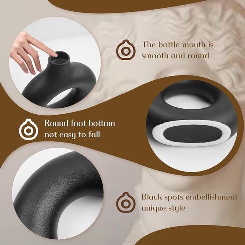 Circle Ceramic Vase Ins Style Circle Vase with Hole Simple Nordic Style, Black Creative Ceramic Vase Decoration, Suitable for Home/Wedding/Party/Dining Table (Large) in Saudi Arabia
