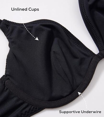 DOBREVA Women's Underwire Bikini Top V Neck Bathing Suit Tops Ribbed Plunge Swimsuits Sexy Unpadded Swim Top - Bra Sizes in Saudi Arabia