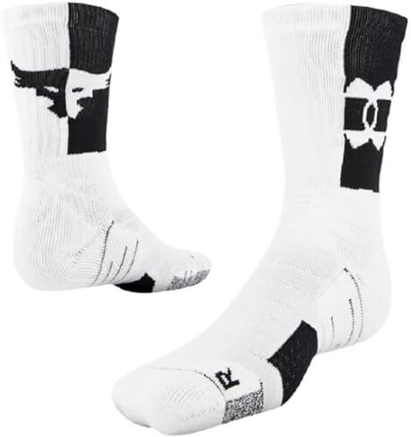 Under Armour Men's Project Rock Playmaker Crew Socks Large 12-16 White/Black in Saudi Arabia