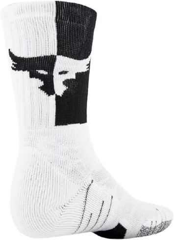 Under Armour Men's Project Rock Playmaker Crew Socks Large 12-16 White/Black in Saudi Arabia