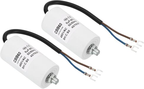 PATIKIL 8uf CBB60 Run Capacitor,2Pcs AC 450V U Terminal Wires 50/60Hz Cylinder Bottom with M8 Screw for Washing Machine, Cleaning Machine Pump Motor Star in Saudi Arabia