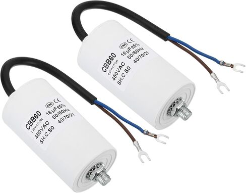 PATIKIL 8uf CBB60 Run Capacitor,2Pcs AC 450V U Terminal Wires 50/60Hz Cylinder Bottom with M8 Screw for Washing Machine, Cleaning Machine Pump Motor Star in Saudi Arabia