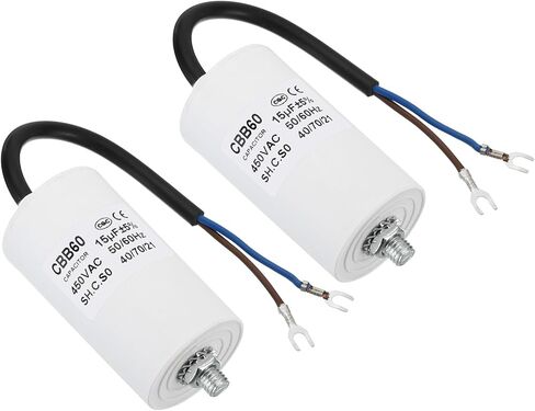 PATIKIL 8uf CBB60 Run Capacitor,2Pcs AC 450V U Terminal Wires 50/60Hz Cylinder Bottom with M8 Screw for Washing Machine, Cleaning Machine Pump Motor Star in Saudi Arabia