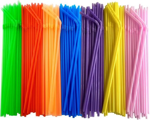 YAOSHENG 200pcs Blue Straw 8.26" x 0.23"Solid Colors Flexible Drinking Straws, Plastic Disposable Bendy Straws (Blue) in Saudi Arabia