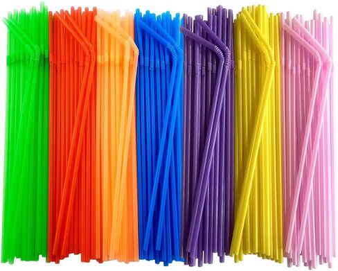 YAOSHENG 200pcs Blue Straw 8.26" x 0.23"Solid Colors Flexible Drinking Straws, Plastic Disposable Bendy Straws (Blue) in Saudi Arabia